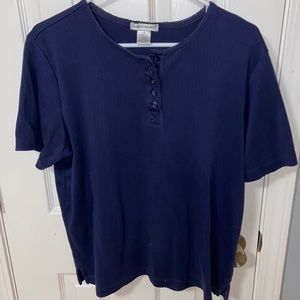 Blue ribbed short sleeve tshirt (L)